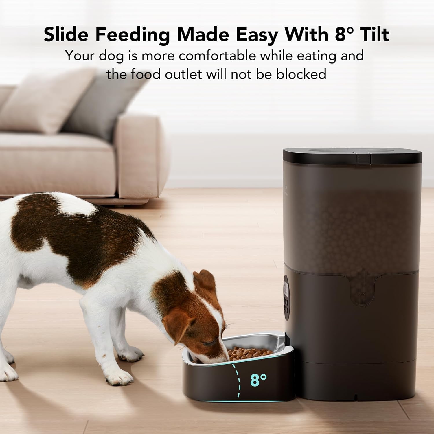 Automatic Dog Feeder, 6L Dog Food Dispenser with Timer Interactive Voice Recorder, Auto Dog Feeder with Desiccant Bag 1-4 Meals Dry Food, Black Transparent